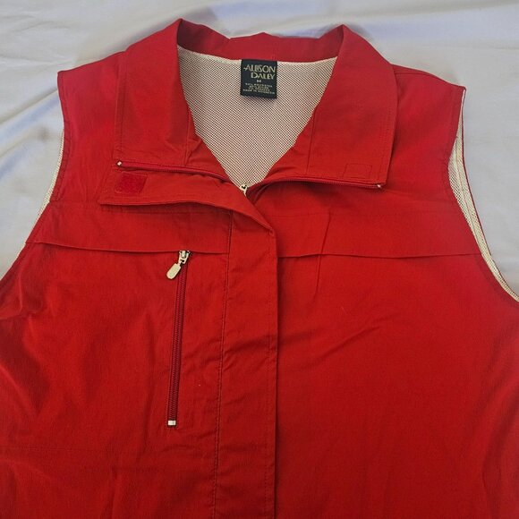 Allison Daley Red Full Zip Front Chest Pocket Lightweight Vest Women's Medium - Picture 6 of 11